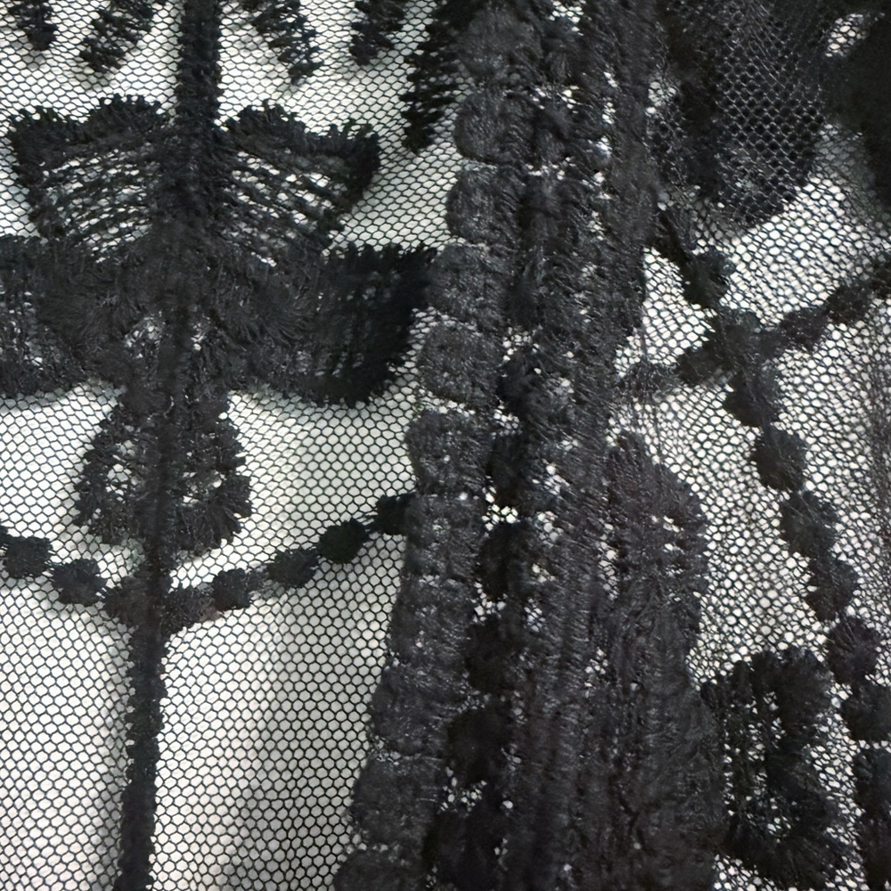 Sheer Black Lace Kimono Duster L Tie Waist Gothic Boho Layer - Picture 6 of 11